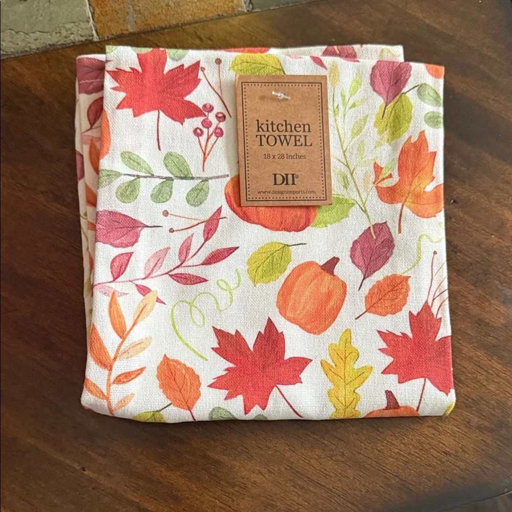 Autumn Harvest Kitchen Towel and Pot Holder Set - Orange and Multicolor
